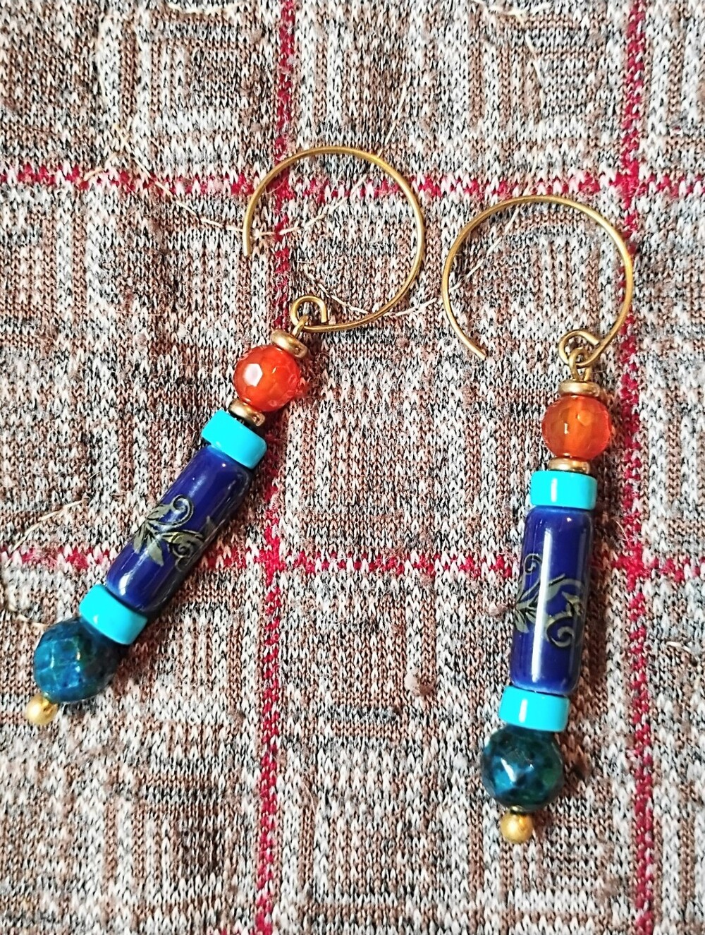 'Color Pop' Vine Design Stone Earrings - Handmade